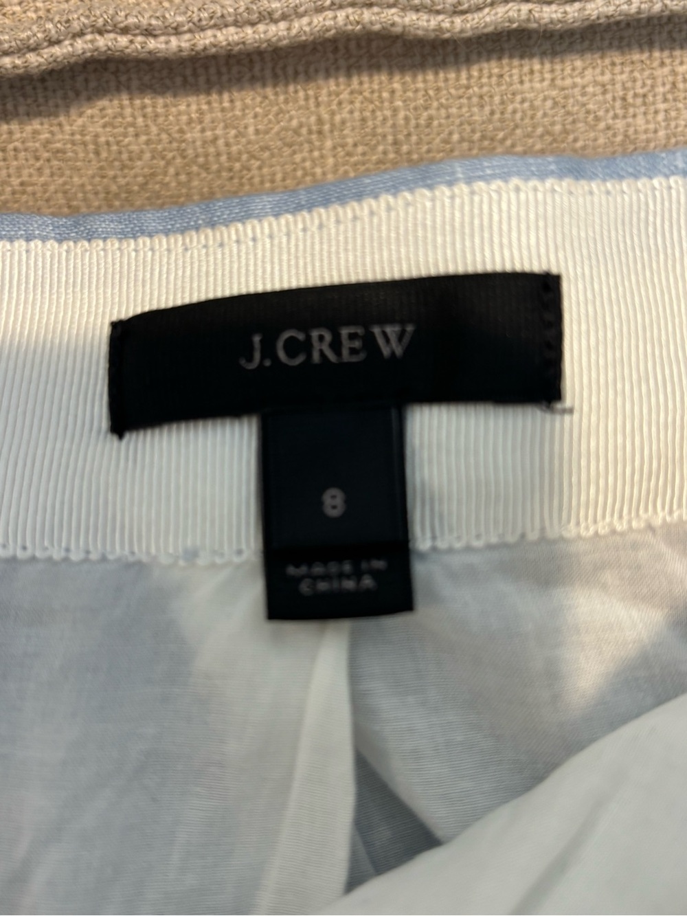 J. Crew Blue Palm-Print Linen, Lined Skirt 8 - Picture 5 of 6
